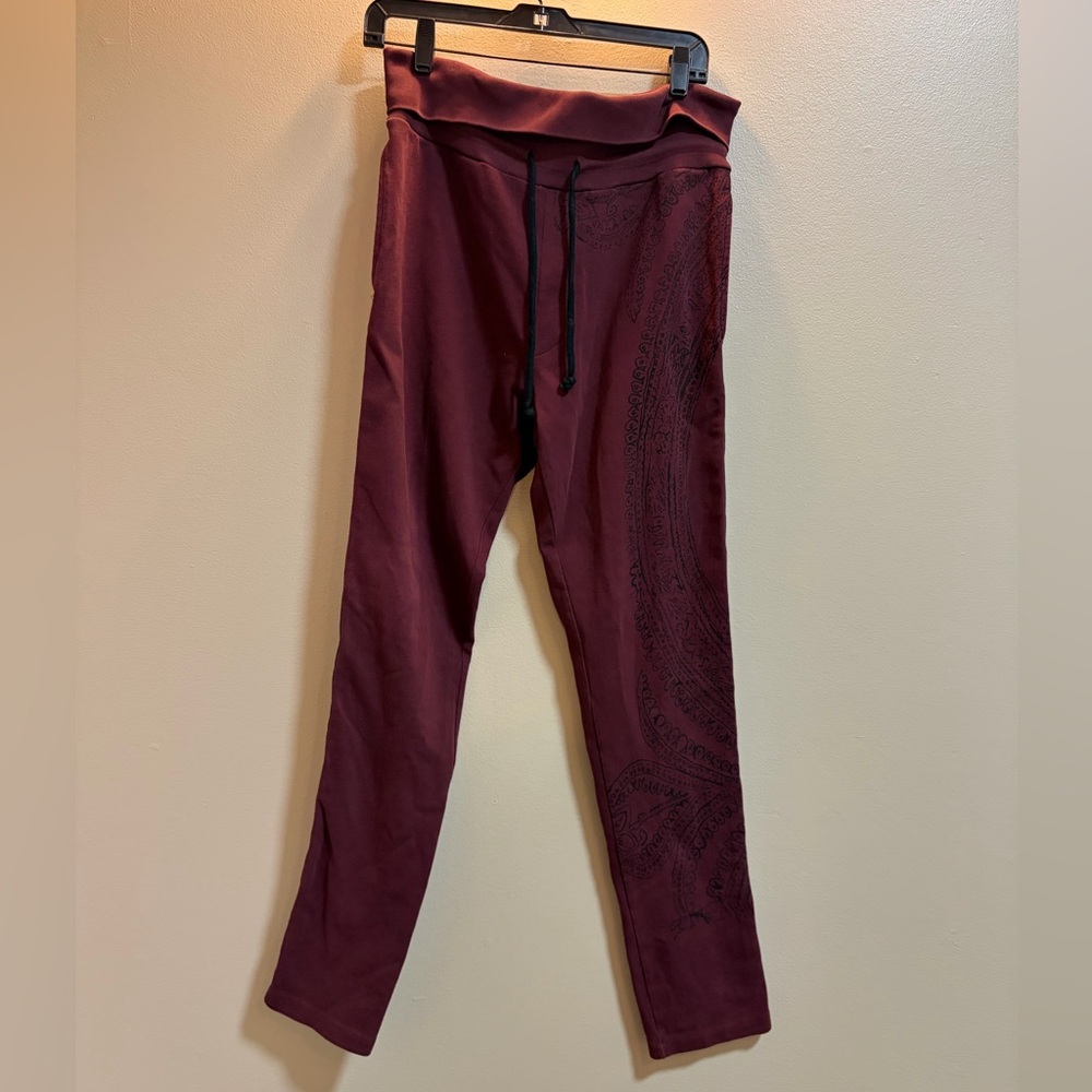 Dries Van Noten Maroon Joggers with Black Detailing